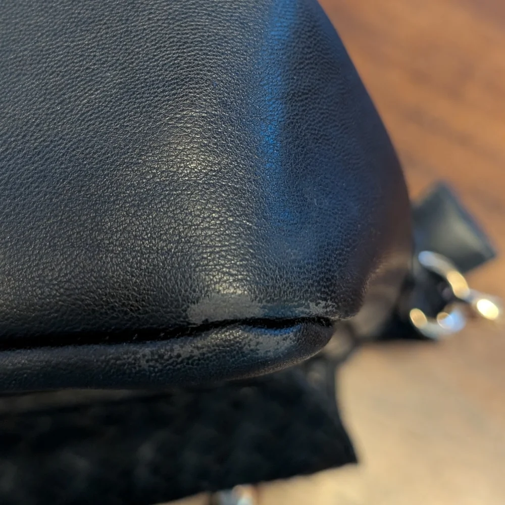 Darcy Marks London Woven Cross Body Bag With Top Handle & Gold Accent Chain